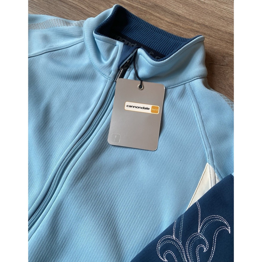 NEW Cannondale Jacket Womens Large‎ Blue White Long Sleeve Cycling Bike Full Zip